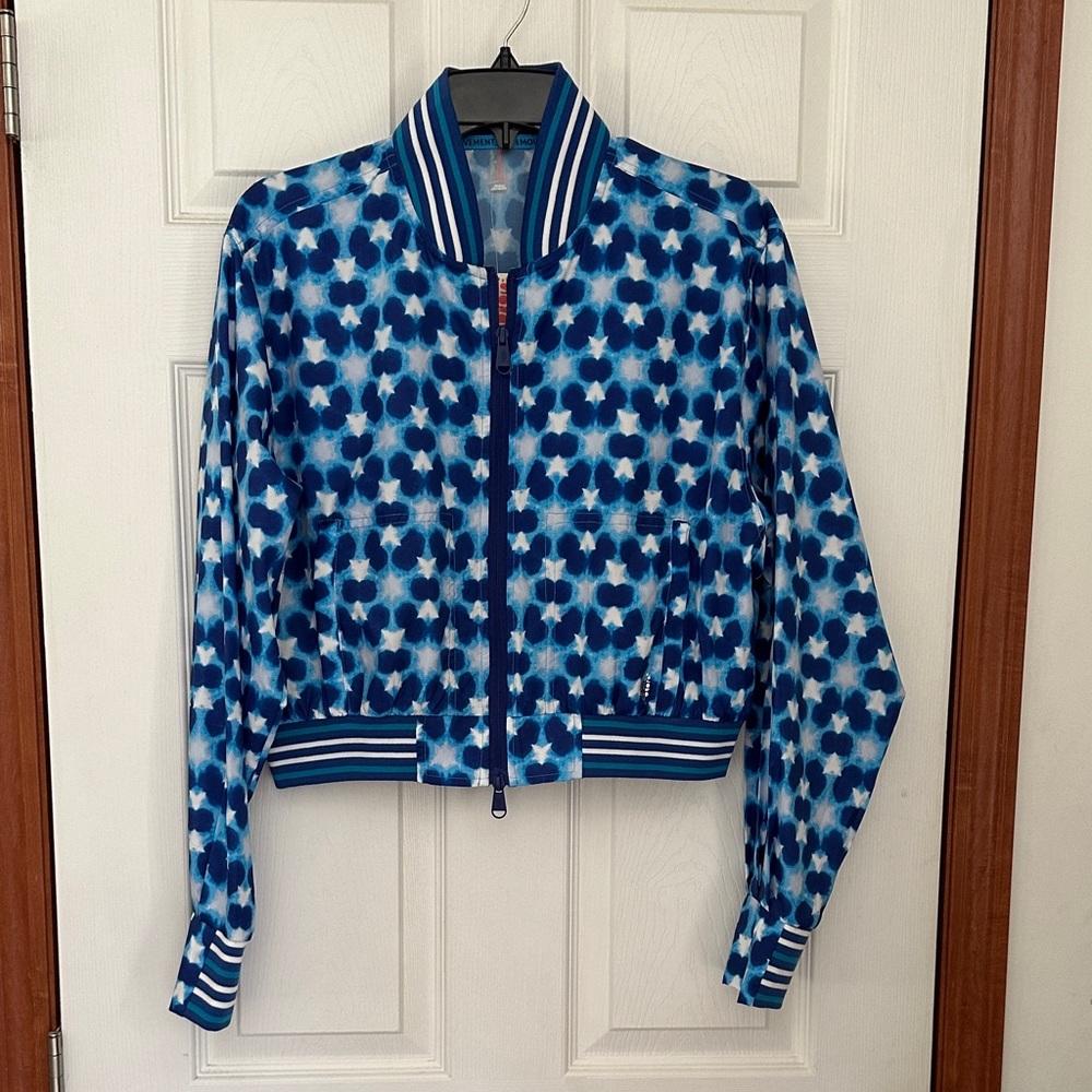 NWT FP Movement by Free People Blue and White Bomber Jacket